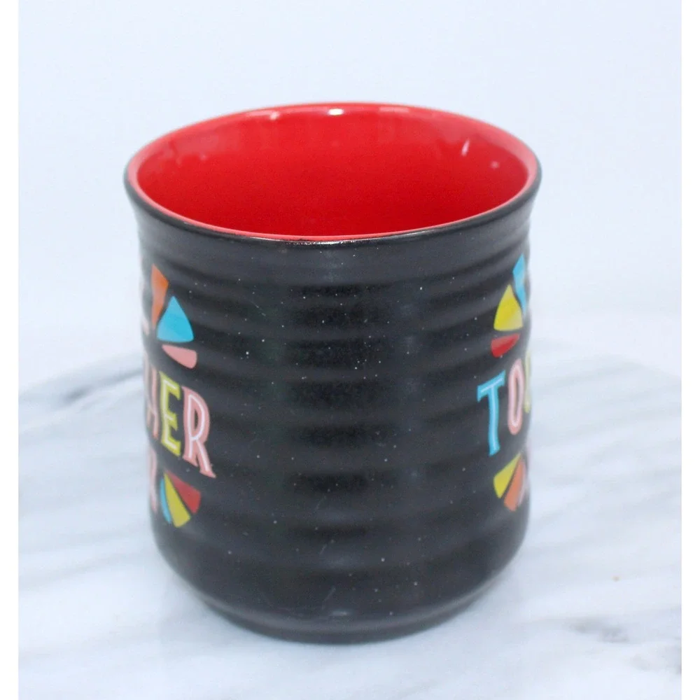 Sheffield Home All Together Now Ribbed Coffee Mug Black Red Interior Ceramic - Picture 4 of 6